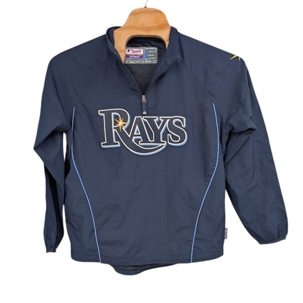 Tampa Bay Rays Majestic Authentic MLB Pullover Jacket Cool Base Vintage‎ Men's M